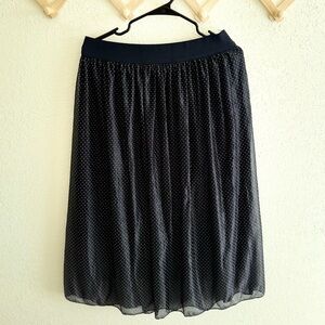Metro Wear Navy Polka Dot Midi Skirt